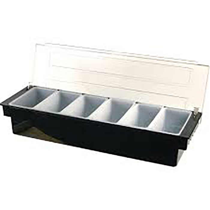 CAJA PARA CONDIMENTOS CON TAPA 6 DIVISIONES NEGRO